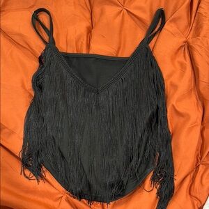 Black Fringe Tank Top